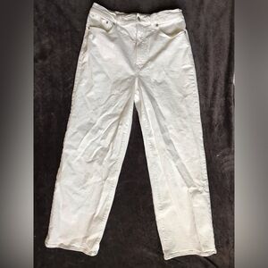 Women's Madewell Perfect Vintage Wide Leg Crop Jean White Denim 31T Tall/Long